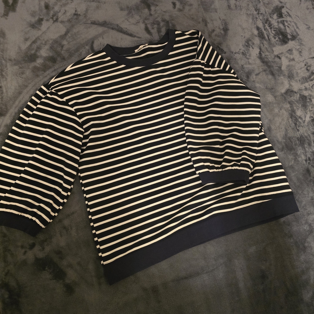 JODIFL Black and Cream Striped Top